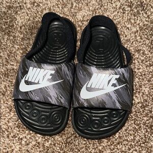 Nike Kids Black and Gray Slide Sandals